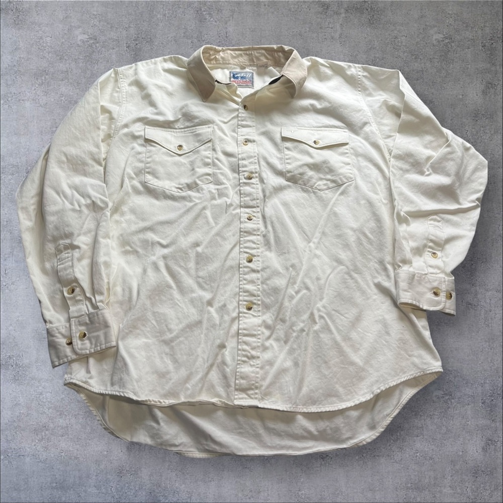 Vtg Red Lodge Men's Casual‎ Cream Button-Down Shirt
